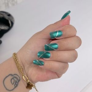 Teal ballet || press on nails